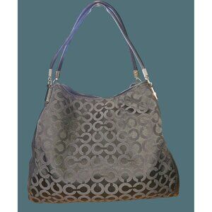 Coach Madison Phoebe Art Signature Black Sateen Fabric/Leather Hobo Shoulder Bag